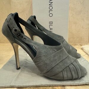 Manolo Blahnik Grey Suede Heels